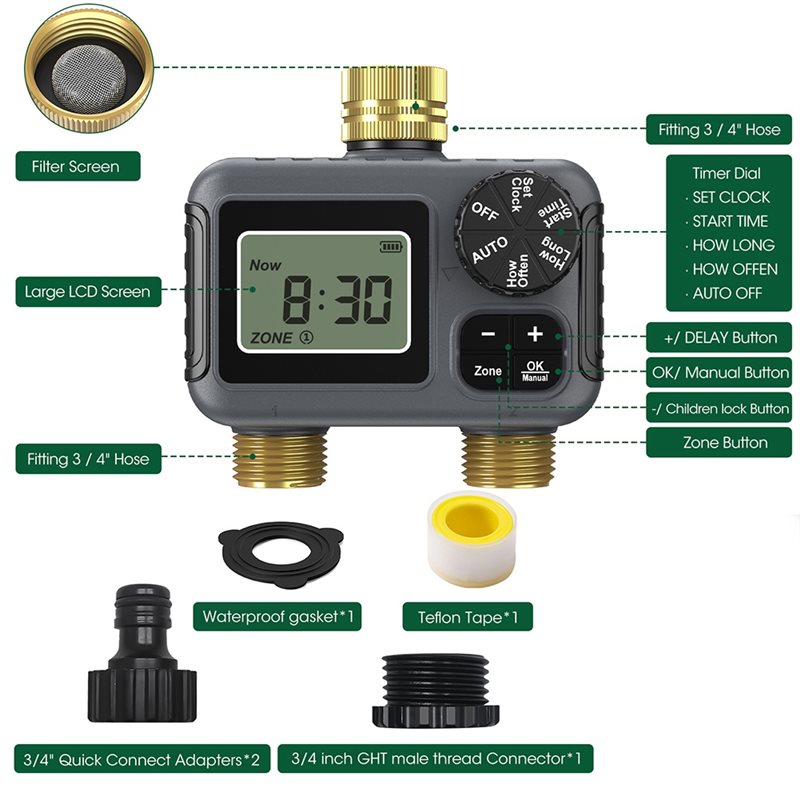 AY14 -Dual Outlets Automatic I - огляд і ціна Smart Garden Water Timer